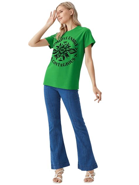 Women Typography Printed Round Neck Cotton T-shirt – GABStore