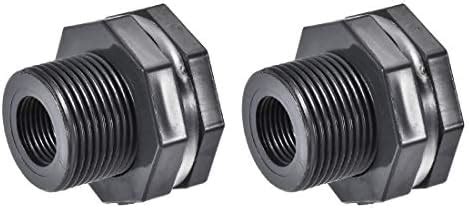 uxcell Bulkhead Fitting, BSPT1/2 Female 1.5" Male, Tube Adaptor Pipe ...