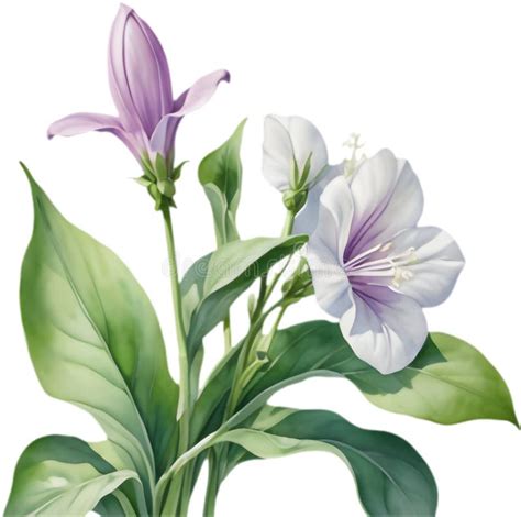 Water Spinach Flowers Bloom, White or Purple. Stock Photo ...