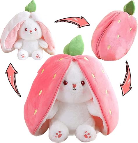 Amazon.com: MIAODAM Bunny Stuffed Animal Reversible Cuddle Bunny ...