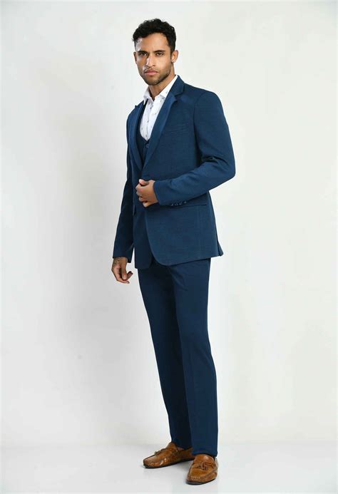Buy Solid Navy Blue Casual Suit Set - Exclusive Suits for Men Online ...