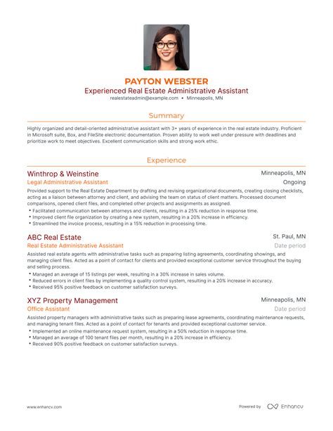 5 Real Estate Administrative Assistant Resume Examples & Guide for 2024