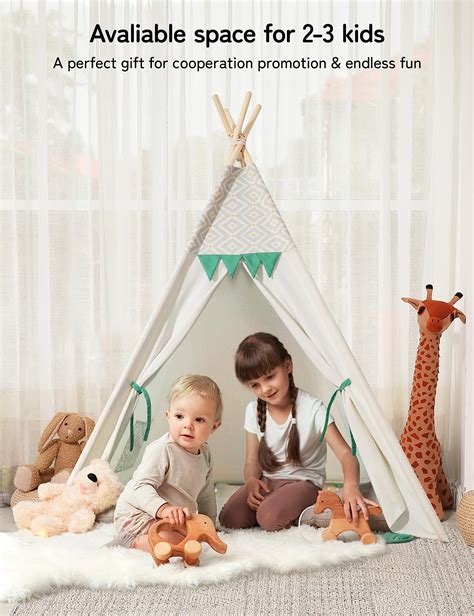 Teepee Tent for Kids with Padded Mat&Light String, Besrey Kids Tents ...