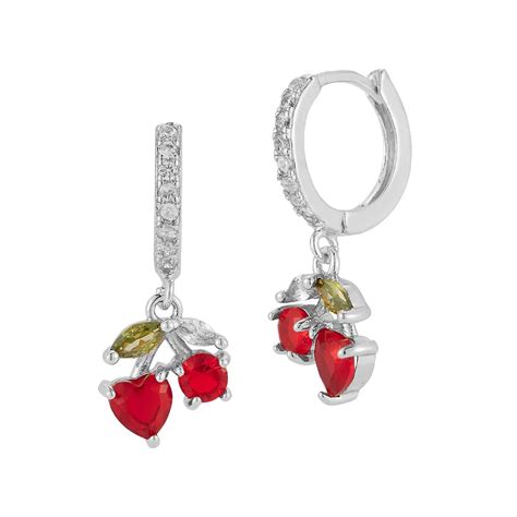 WINX Cubic Zirconia Cherry Charm Huggie Earrings