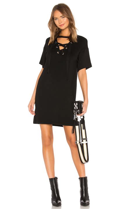 Bobi Lace Up Mini Dress in Black | REVOLVE