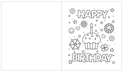 Birthday Cards To Color - 12 Free PDF Printables | Printablee ...