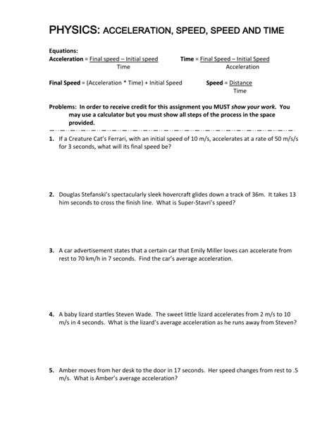 Image result for Acceleration Practical Worksheet