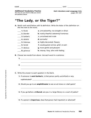 Vocabulary Practice Worksheet - Blank Fillable Template | Fill Out ...