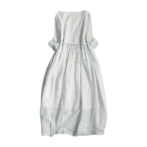 fartey 3/4 Sleeve Sundresses for Women 2024 Cotton Linen Dress Tunic ...