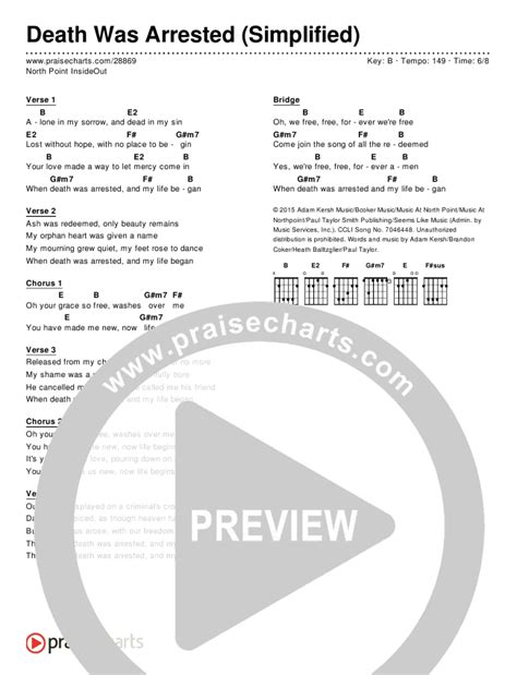 Death Was Arrested (Simplified) Chords PDF (North Point Worship ...