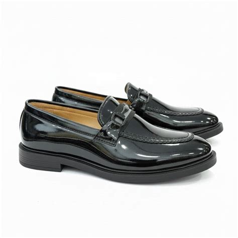 MEN’S BLACK GLOSSY FORMAL LOAFER SHOES – MERCYCLASSIX