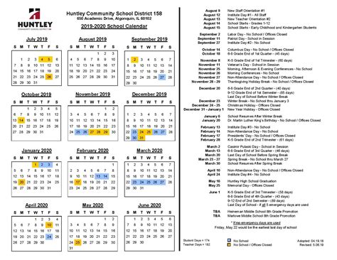 District 158 Calendar - Printable Calendars AT A GLANCE