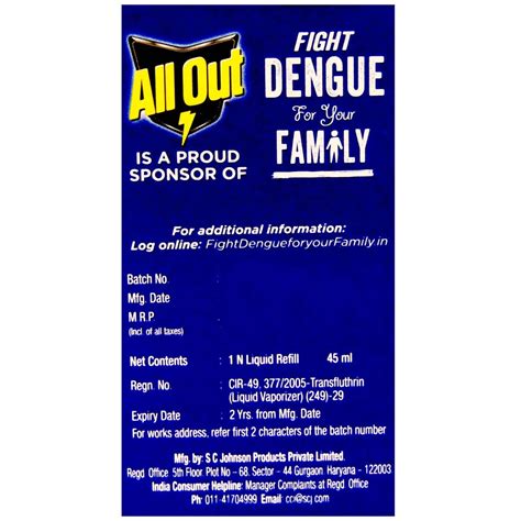 All Out Ultra Liquid Vaporizer Refill, 45 ml Price, Uses, Side Effects ...