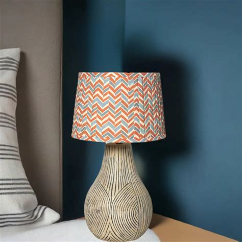 Artiglo Patterned Natural Mango Wood Table Lamp with Bulb (Without Sha ...