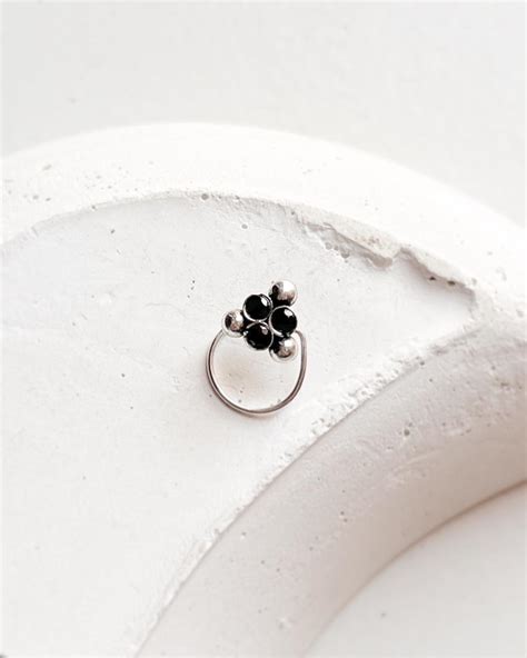 925 Sterling Silver Tribal Rawa Black Cz Wired Back Nose pin – Tarakaya ...