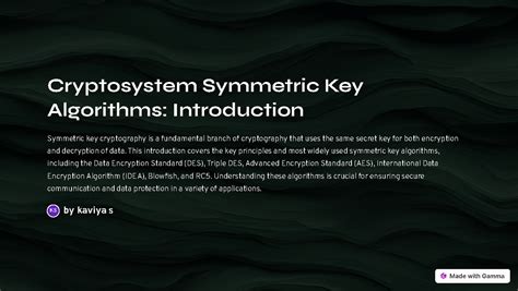 Cryptosystem Symmetric Key Algorithms Introduction - Cryptosystem ...