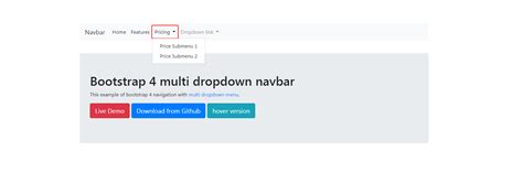 Drop Down and Navigation Using Bootstrap 的图像结果