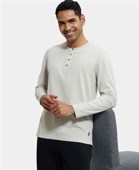 Buy Super Combed Cotton Rich Solid Full Sleeve Henley T-Shirt ...