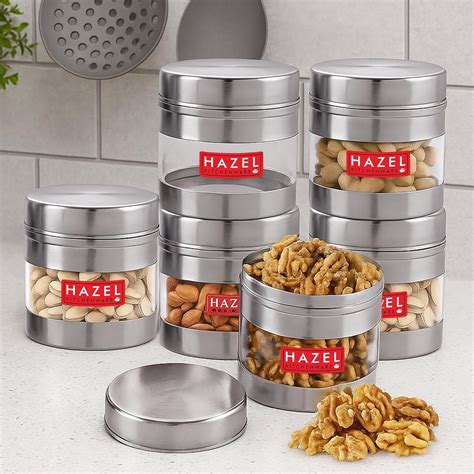 Buy HAZEL Stainless Steel Transparent Wide Mouth See Through Container ...