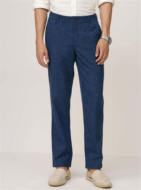 Buy Havelock-Triblend-Pants | Semi Formal Navy Solid Pants for Men ...