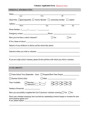 Fillable Online unit5 Volunteer Application Form - unit5.org Fax Email ...
