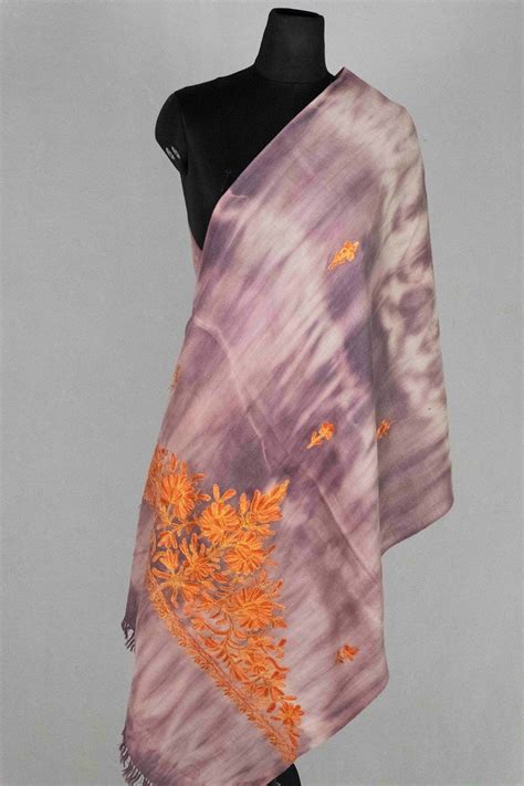 Tye dye stole with kashmiri embroidery compliments the wearer