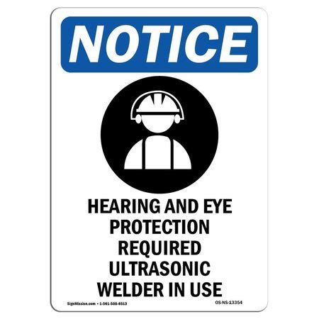 Signmission OSHA Sign, Hearing And Eye Protection With Symbol, 14in X ...