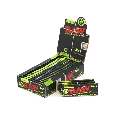 RAW Black Organic Hemp 1¼ Rolling Papers – Full Box – HighJack