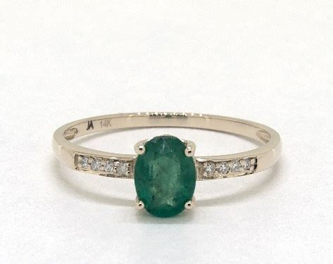 14K Yellow Gold Emerald and Diamond Pavé Birthstone Ring (7.0x5.0mm ...