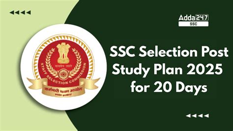 SSC Selection Post Study Plan 2025 for 20 Days, Get Daily Subject-Wise Quiz