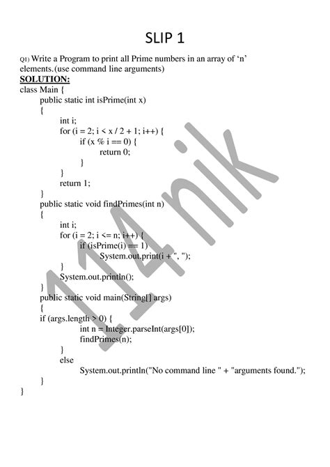 Solved JAVA 1 - SLIP 1 Q1) Write a Program to print all Prime numbers ...