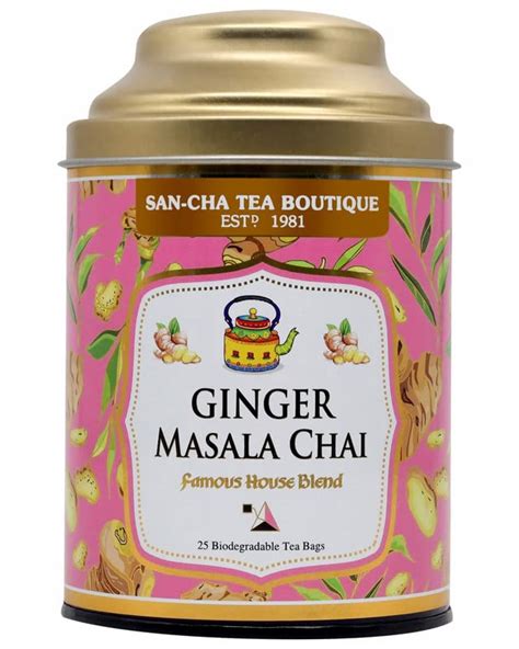 Sancha Tea Boutique, Ginger Masala Chai, Adrak Chai, Chai Masala, 25 ...