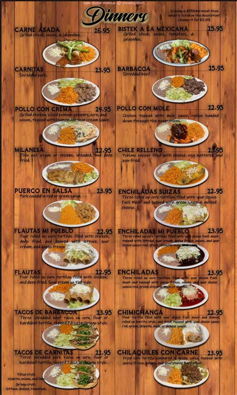 Menu at Mi Pueblo Mexican Restaurant & Bar, Stevens Point