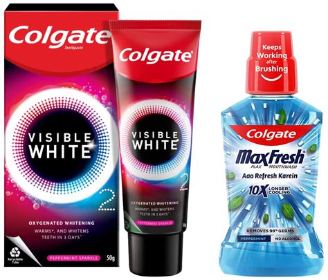 Buy Colgate Visible White O2, Teeth Whitening Toothpaste, Peppermint ...