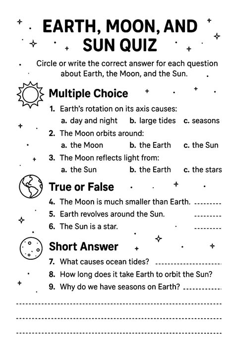 Label the Earth–Moon–Sun System Worksheet - Download & Print Now!