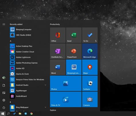 Image result for Windows 10 OS Start Menu