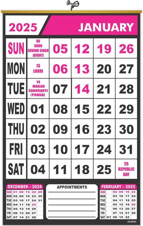 SADAFAL Home & Office 2025 Wall Calendar – Indian Holidays 2025 Wall ...