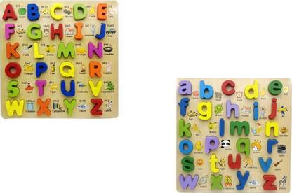 EMOB 26 Big and 26 Small Alphabets Letter Learning Educational Wooden ...