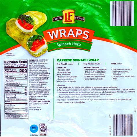L'oven Fresh Spinach Herb Wraps