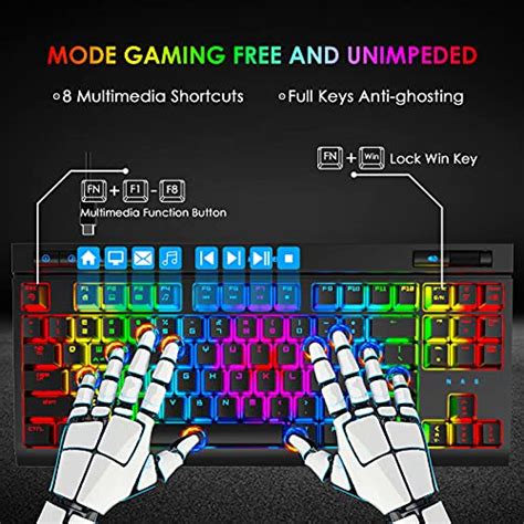 Mechanical Keyboard and Mouse Combo Blue Switch 18 RGB 87 Keys Anti ...