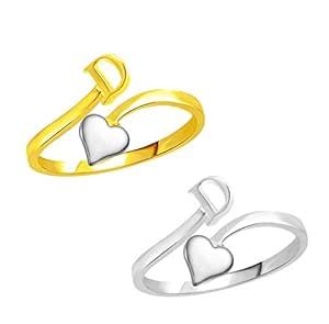 Vidhi Jewels Gold & Rodium Plated Alphabet Initial "D" with Heart Alloy ...