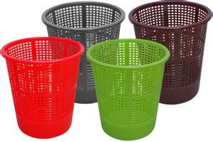 Morvi Plastic Jali 222 Open Dustbin, Set of 4 Pc, 7 Ltr Dustbin, Brown ...