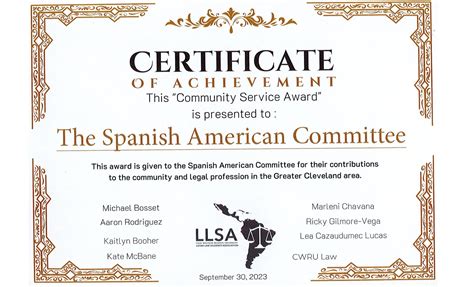LLSA Community Service Award | Spanish American Committee