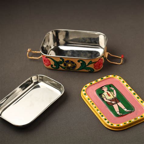 Kavad Handpainted Stainless Steel Rectangle Shape Lunch Box (6 X 4 in ...