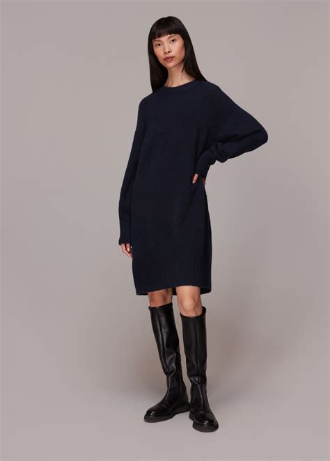 Navy Crew Neck Knit Dress | WHISTLES