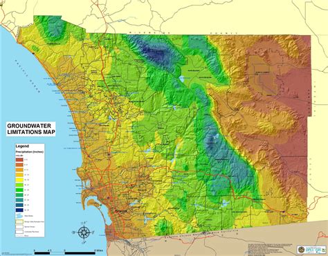 Rainfall in the greater San Diego County area (zip code, average ...