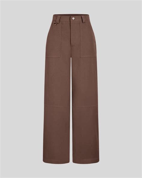 Solid Color Women Y2K Cargos In Brown – Littlebox India