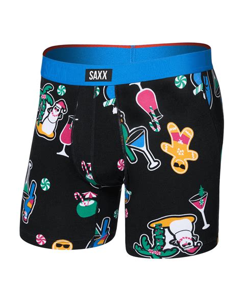 Saxx Vibe Xtra Soft Boxer Brief 6" – Island Holiday, Black Festive Gift – Trunks and Boxers
