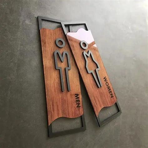 Set Papan Tanda Bilik Mandi, Untuk Lelaki dan Wanita, Reka Bentuk Kayu ...