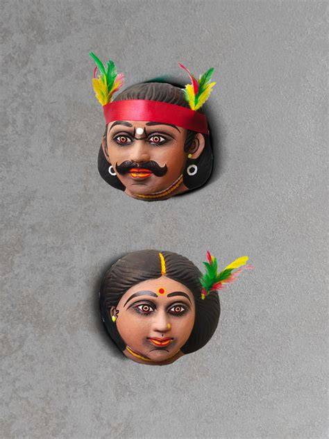Shop Tribal Couple(Man and Woman) Mask in Chhau Artform
